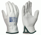 788LGJBBL Guante tipo conductor de piel flor vacuno color natural con ribete. EMBLISTADO
